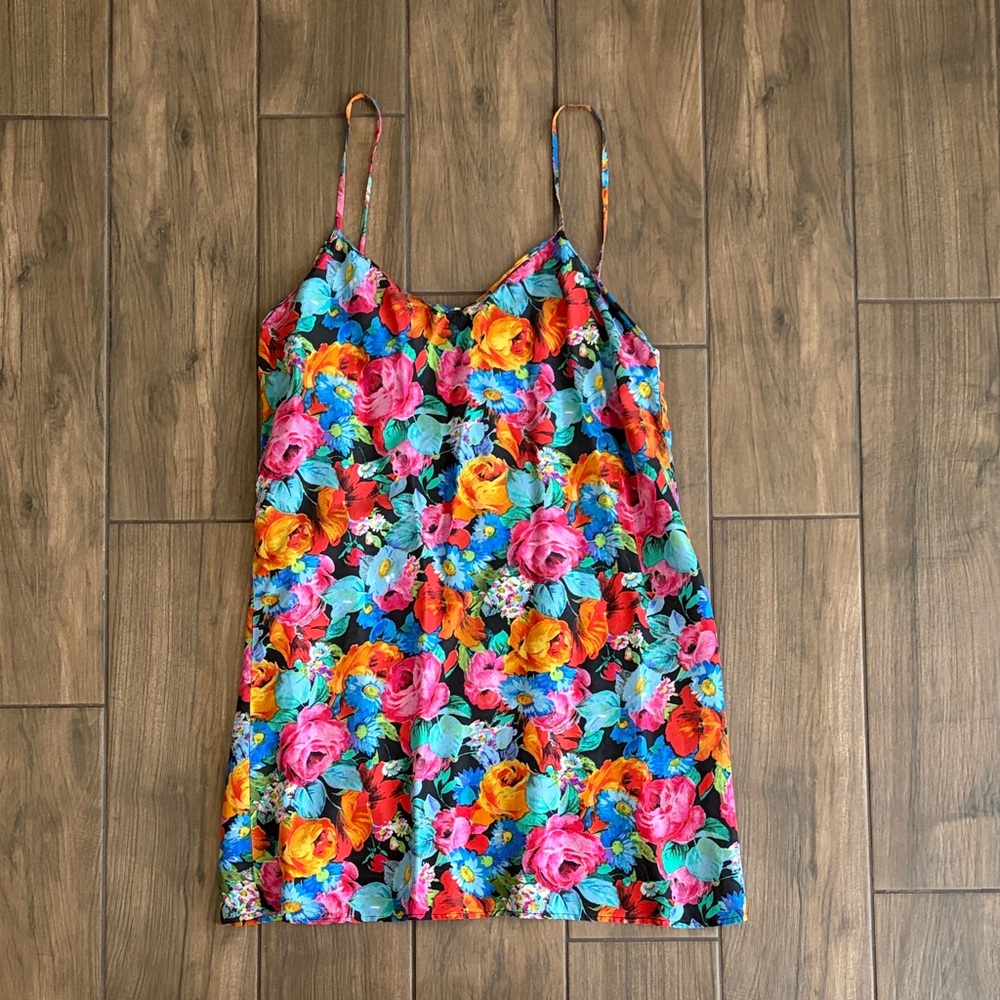Vintage Robert Stock Limited. 100% Silk Dress with Multicolor Floral Design.